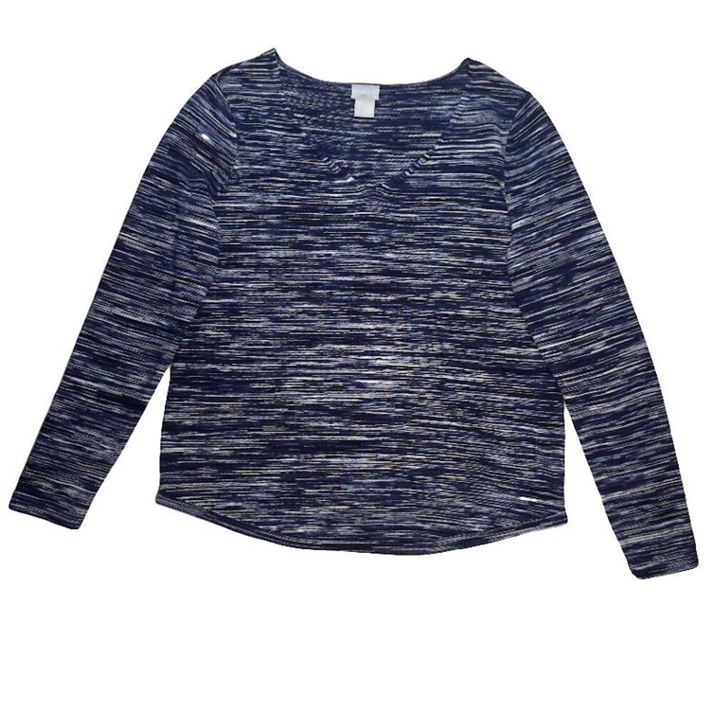 Chico's Women's Space Dye V-neck Pullover Sweater Size 0 V-Neck Long Sleeve Soft